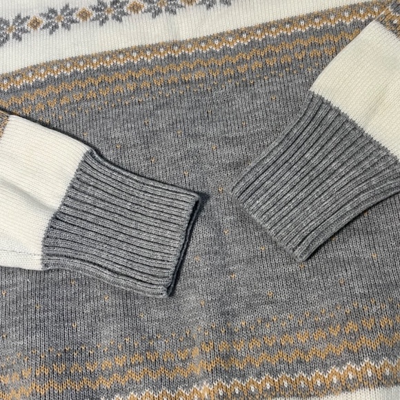 Fair Isle Ivory Gray Sweater Womens Large Academia Preppy Winter - Picture 6 of 10